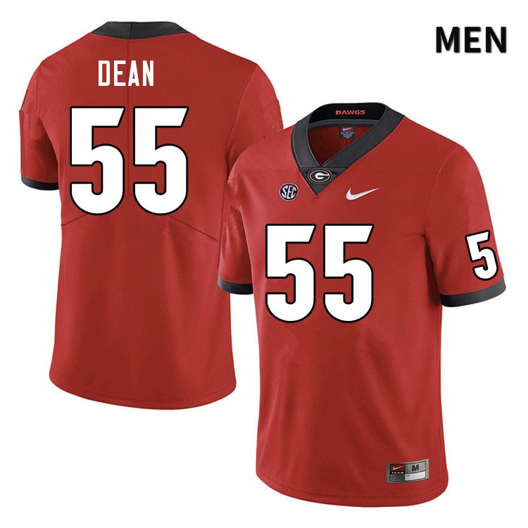 Georgia Bulldogs Men's Marlin Dean #55 Red Stitched College UGA Football Jersey 23FH014XA